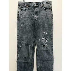 Simple Society Black Denim Distressed/Destroyed Jeans, Size 11